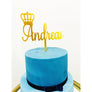 Personalised Crown Acrylic Cake Topper - Aston Blue