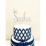 Personalised Crown Acrylic Cake Topper - Aston Blue