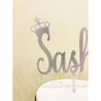Personalised Crown Acrylic Cake Topper - Aston Blue