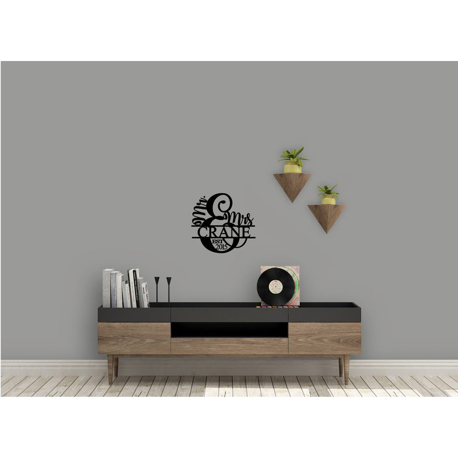 30 cm Mr and Mrs Monogram Sign - Aston Blue