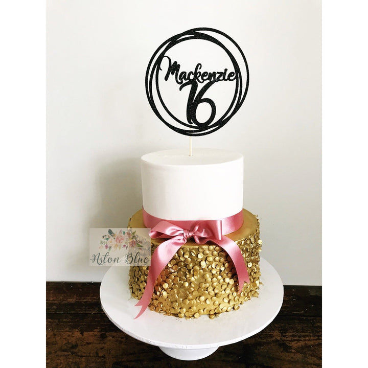 Personalised Sixteen Acrylic Cake Topper - Aston Blue
