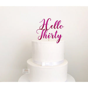 Hello Thirty Acrylic Cake Topper - Aston Blue