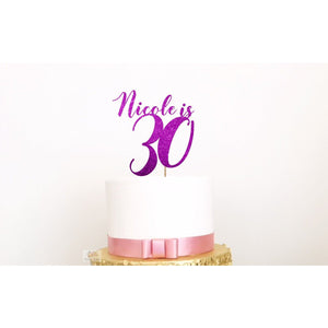 Thirty Acrylic Cake Topper - Aston Blue