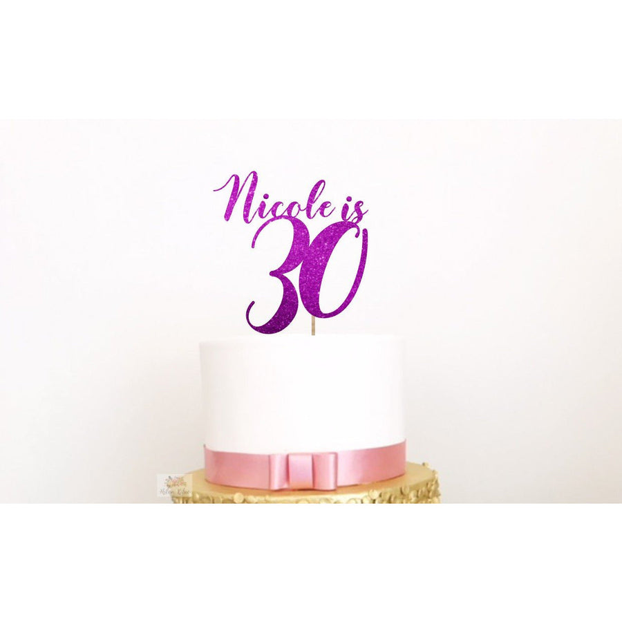 Thirty Acrylic Cake Topper - Aston Blue