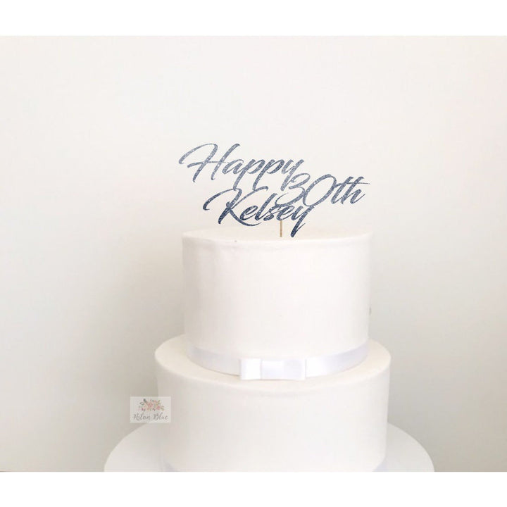 Thirty Acrylic Cake Topper - Aston Blue