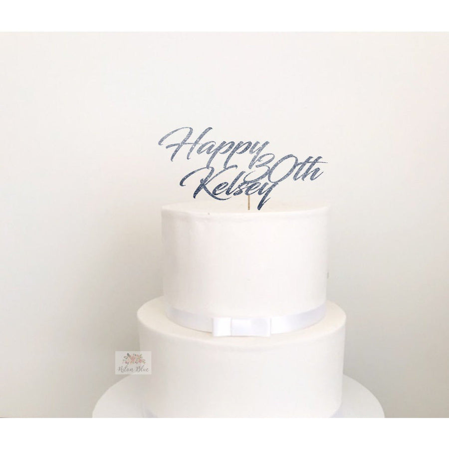 Thirty Acrylic Cake Topper - Aston Blue