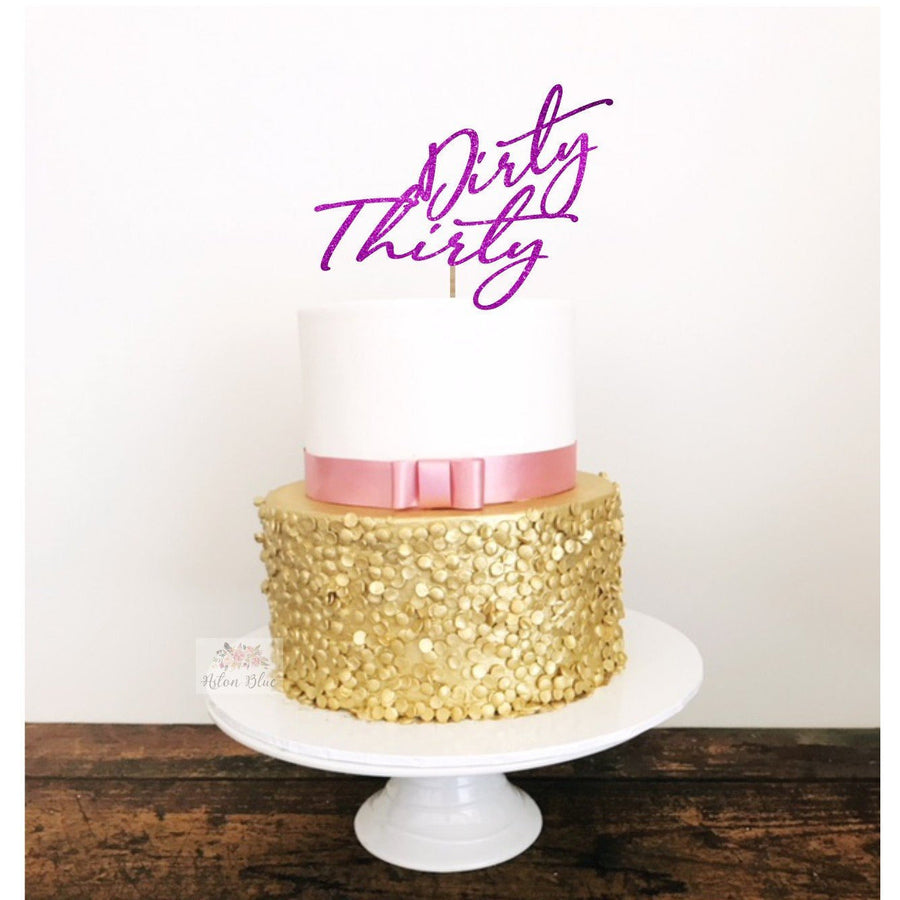 Dirty Thirty Acrylic Cake Topper - Aston Blue