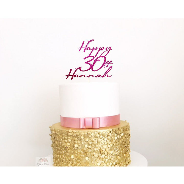 Thirty Acrylic Cake Topper - Aston Blue