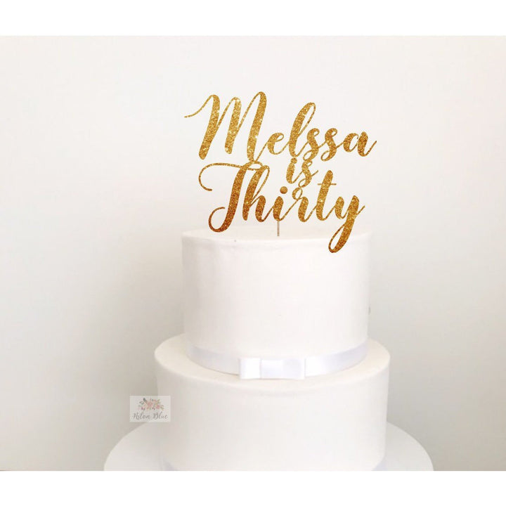 Thirty Acrylic Cake Topper - Aston Blue
