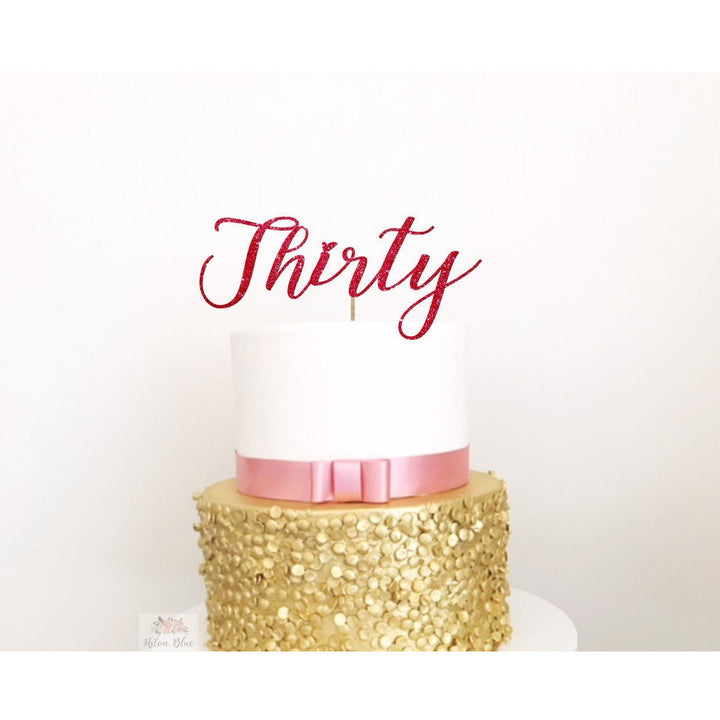 Thirty Acrylic Cake Topper - Aston Blue