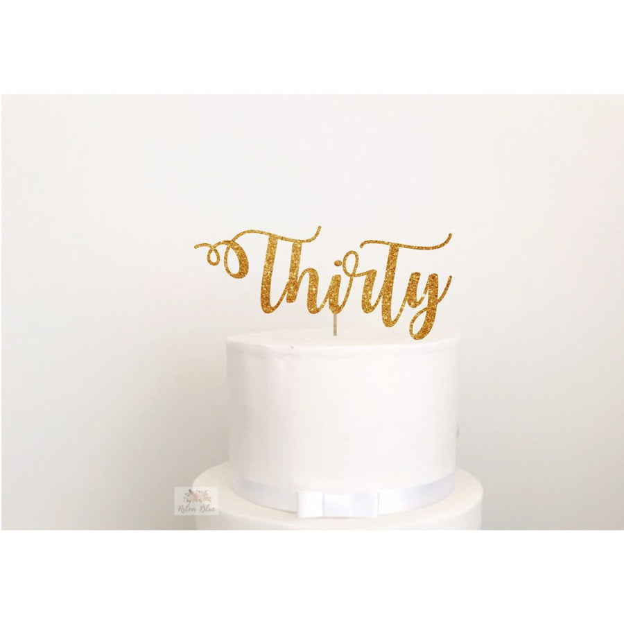 Thirty Acrylic Cake Topper - Aston Blue