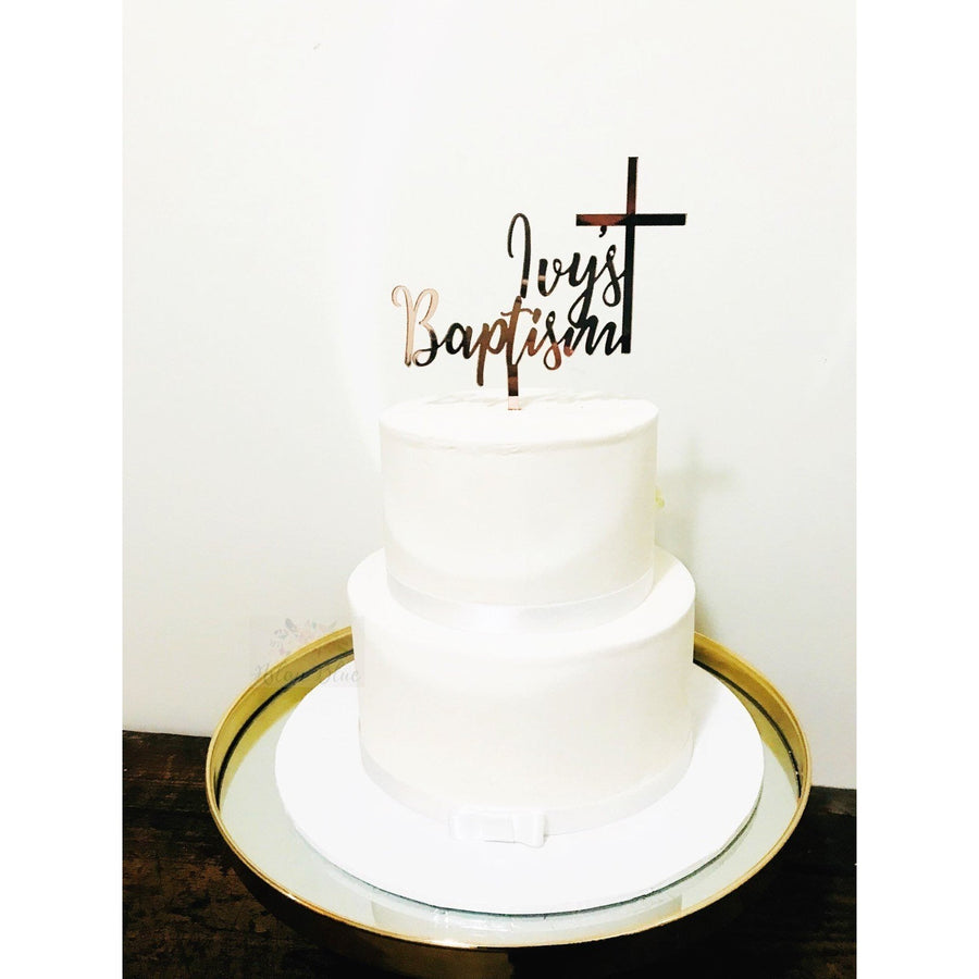 Custom Baptism Acrylic Cake Topper - Aston Blue