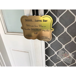 Baby Sleeping Front Door sign - Aston Blue