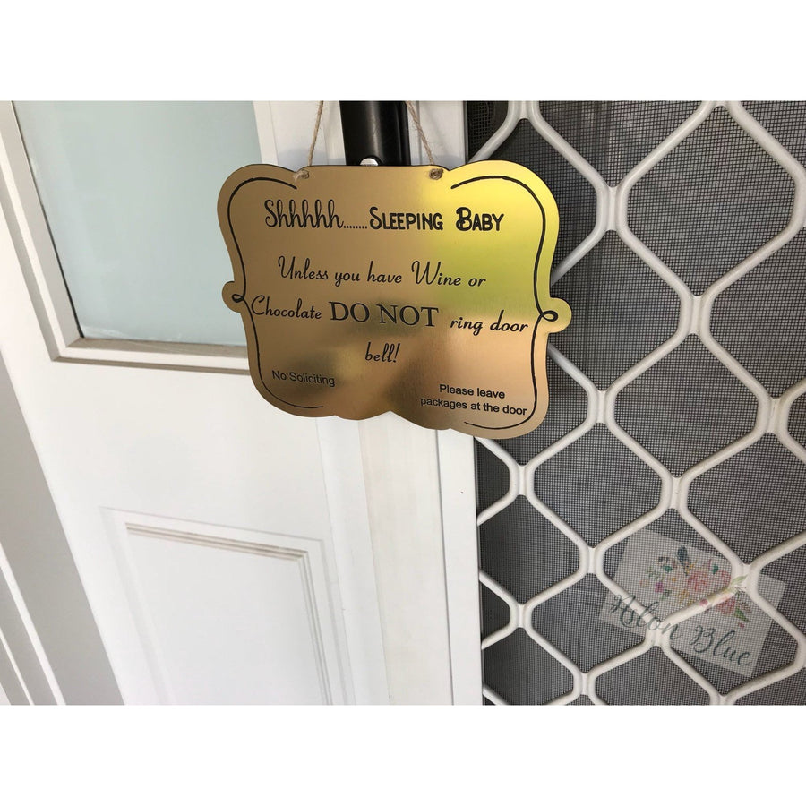 Baby Sleeping Front Door sign - Aston Blue