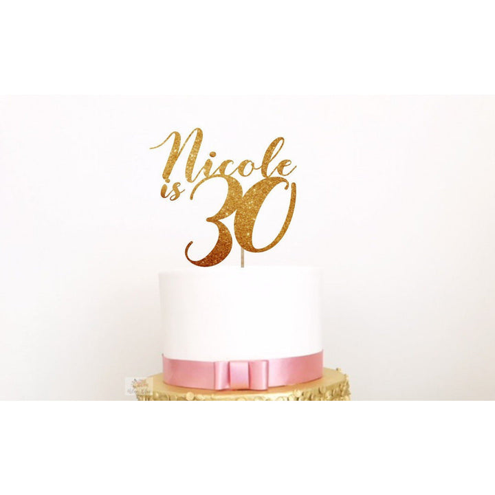 Thirty Acrylic Cake Topper - Aston Blue