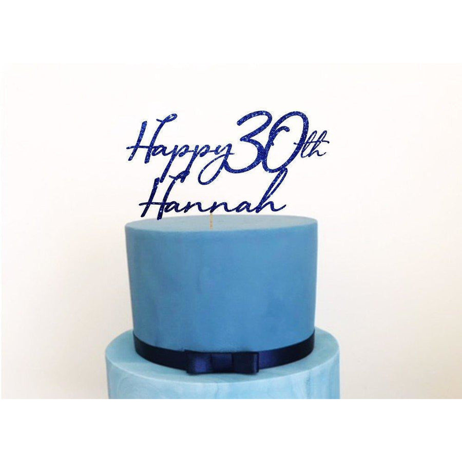 Thirty Acrylic Cake Topper - Aston Blue