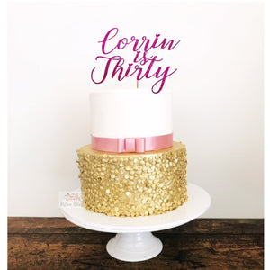 Thirty Acrylic Cake Topper - Aston Blue
