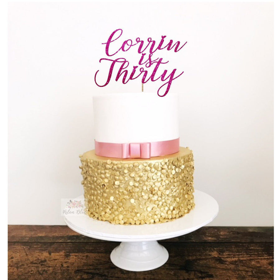 Thirty Acrylic Cake Topper - Aston Blue