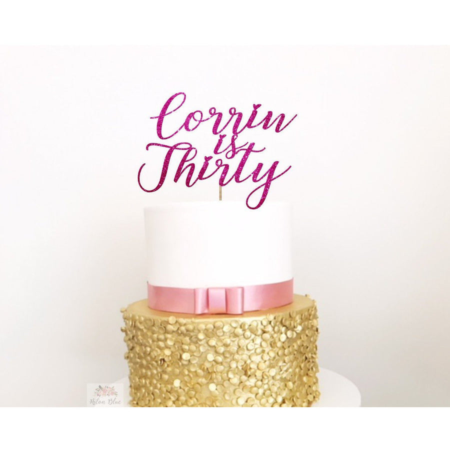 Thirty Acrylic Cake Topper - Aston Blue