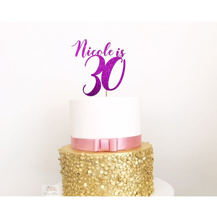 Thirty Acrylic Cake Topper - Aston Blue