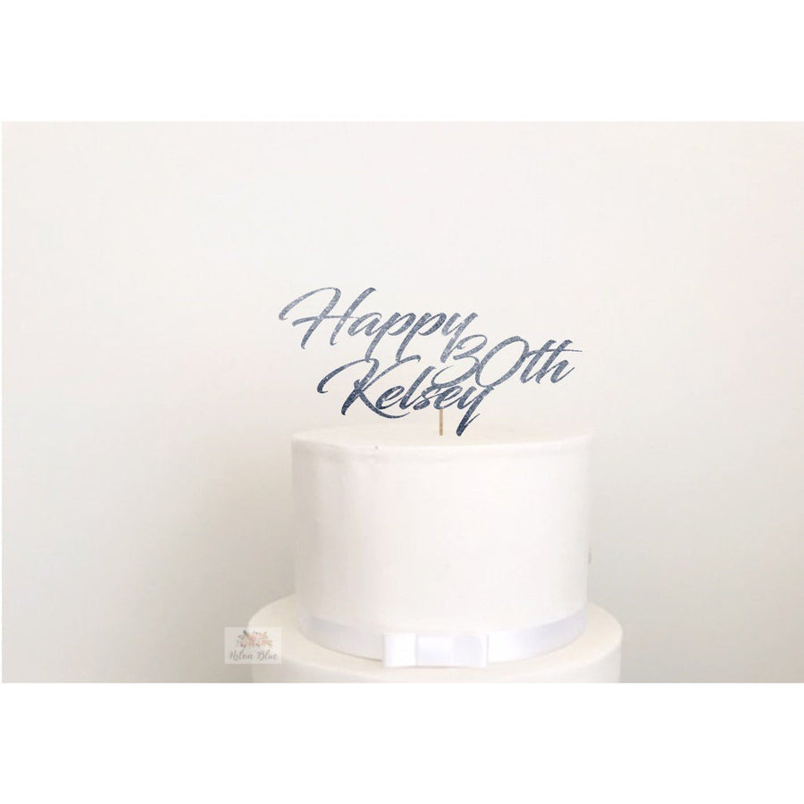 Thirty Acrylic Cake Topper - Aston Blue