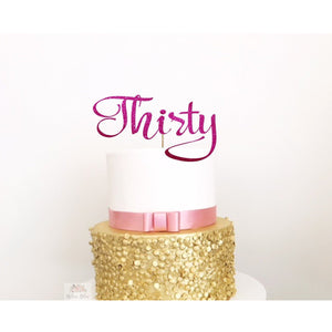 Thirty Acrylic Cake Topper - Aston Blue