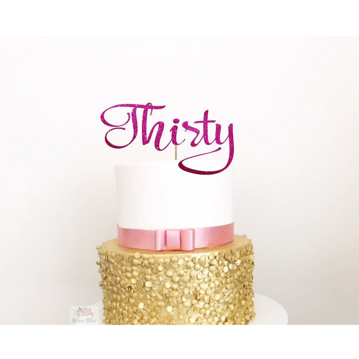 Thirty Acrylic Cake Topper - Aston Blue