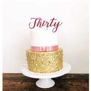 Thirty Acrylic Cake Topper - Aston Blue