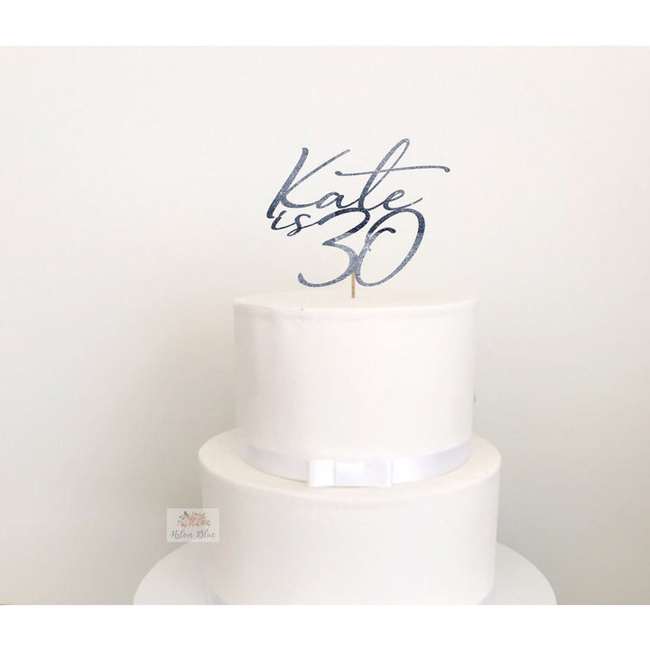 Thirty Acrylic Cake Topper - Aston Blue