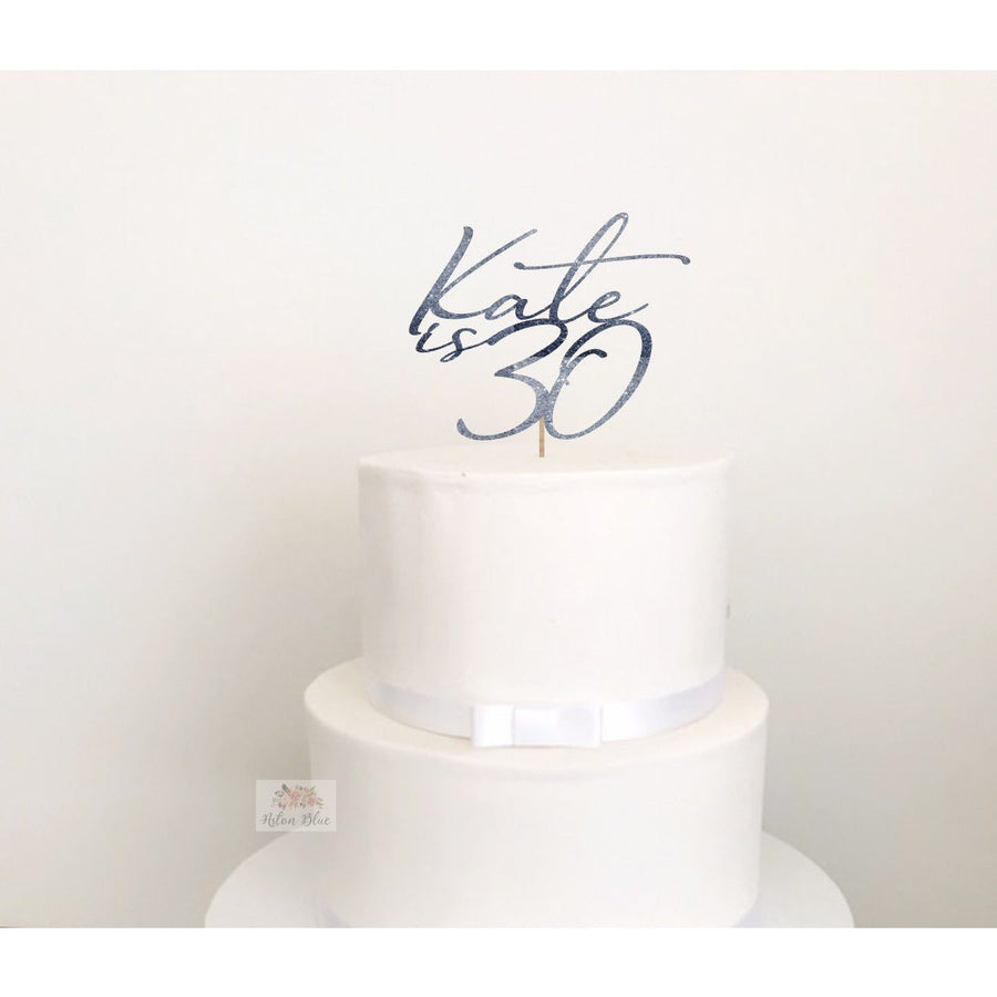 Thirty Acrylic Cake Topper - Aston Blue