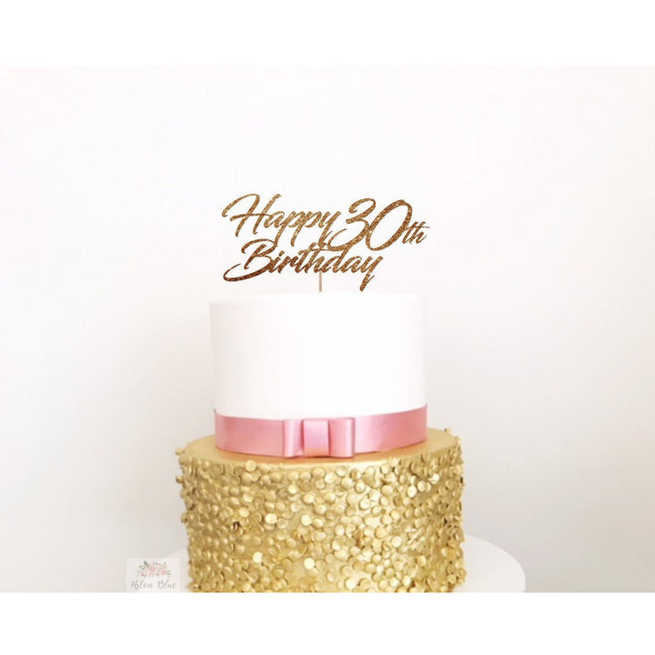 Thirty Acrylic Cake Topper - Aston Blue