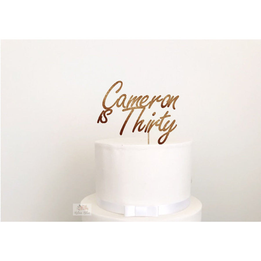 Thirty Acrylic Cake Topper - Aston Blue