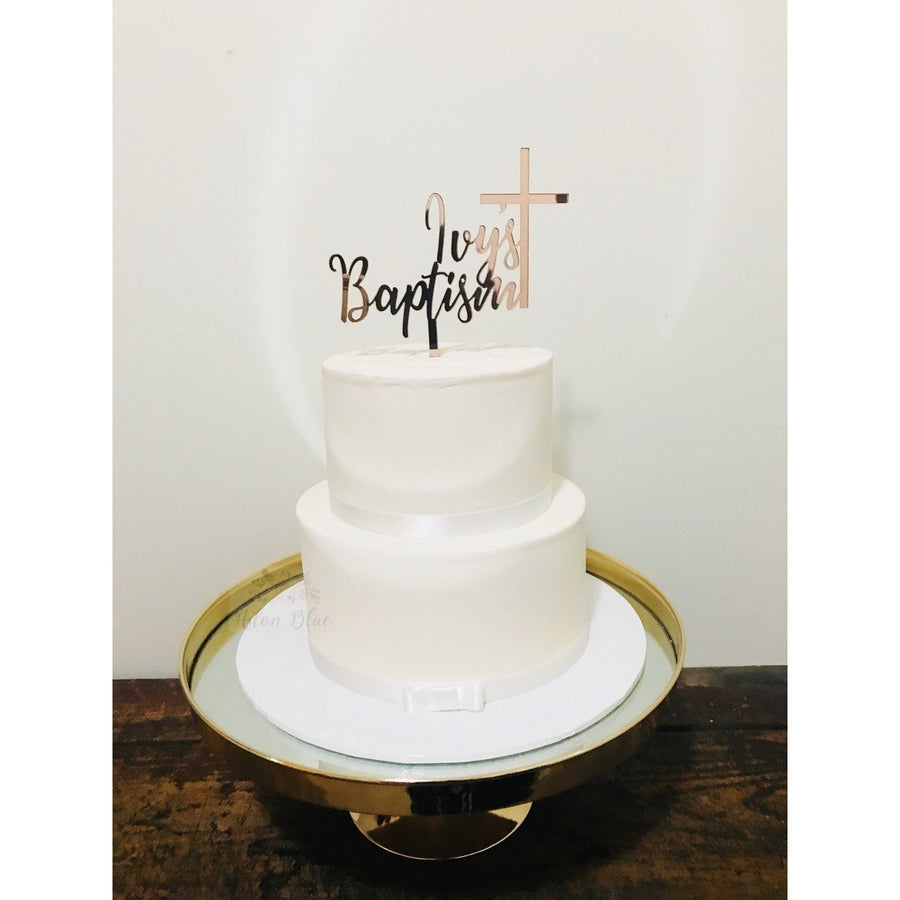 Custom Baptism Acrylic Cake Topper - Aston Blue