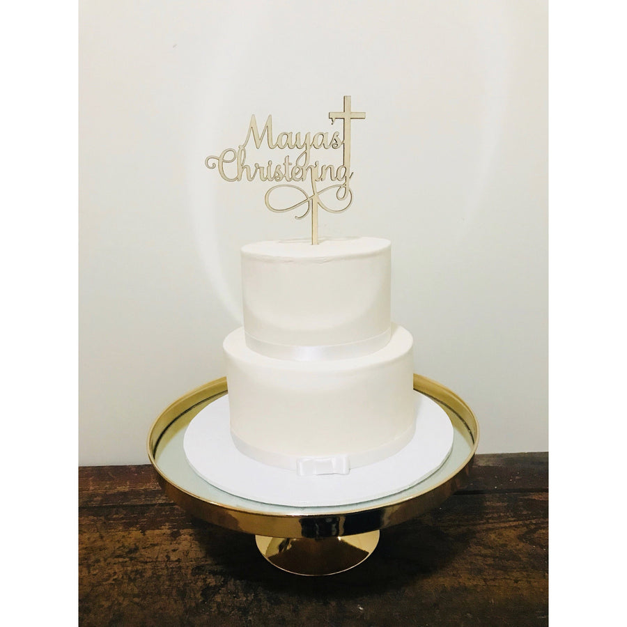 Christening Acrylic Cake Topper - Aston Blue