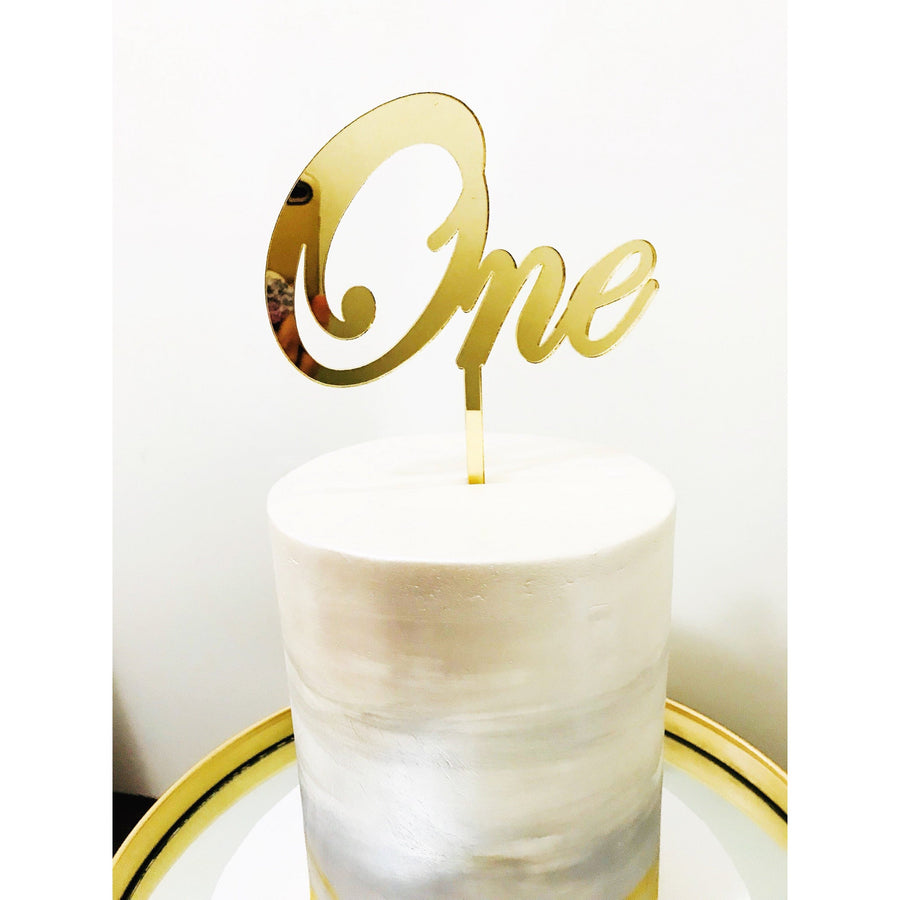 One Cake topper - Aston Blue