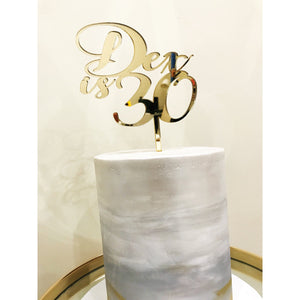Personalised Thirty Acrylic Cake Topper - Aston Blue