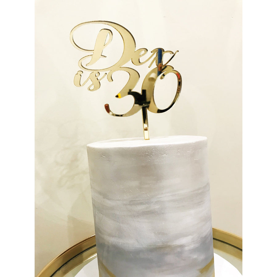 Personalised Thirty Acrylic Cake Topper - Aston Blue