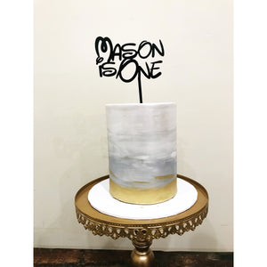 Personalised One Cake topper - Aston Blue