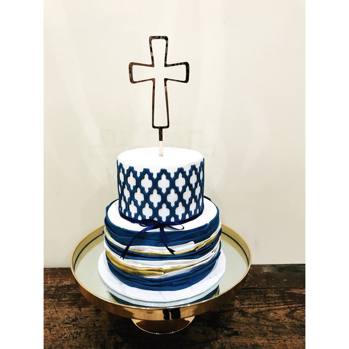 Cross Acrylic Cake Topper - Aston Blue