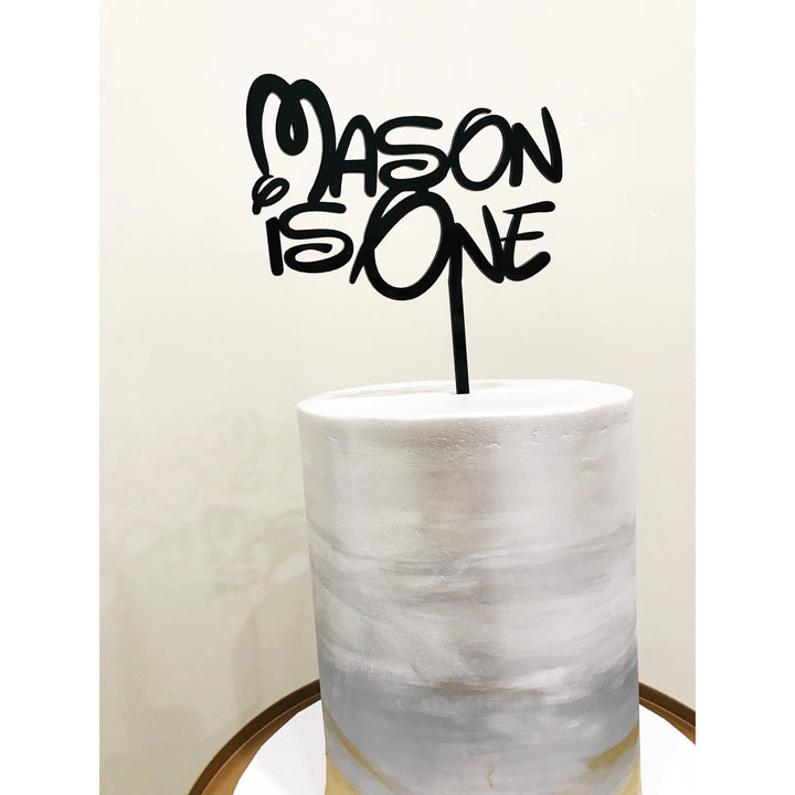 Personalised One Cake topper - Aston Blue