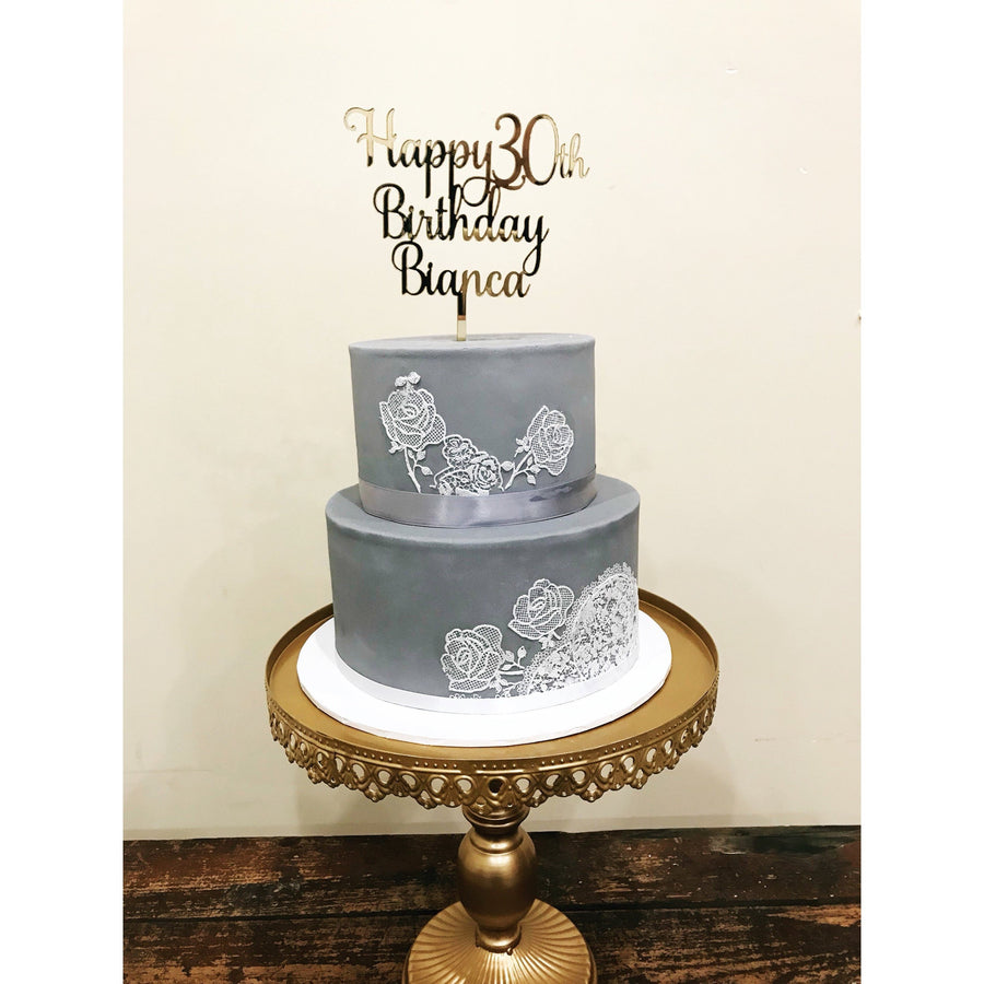 Personalised Thirty Acrylic Cake Topper - Aston Blue
