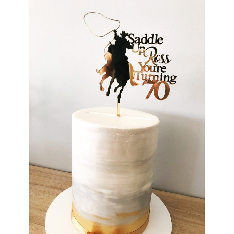 Personalised Cowboy Acrylic Cake Topper - Aston Blue