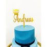 Personalised Crown Acrylic Cake Topper - Aston Blue