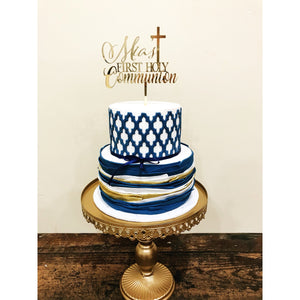 First Holy Communion Acrylic Cake Topper - Aston Blue