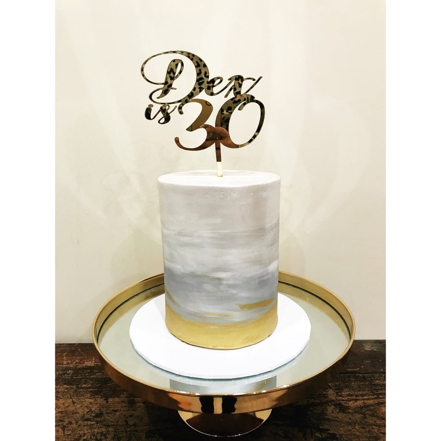 Personalised Thirty Acrylic Cake Topper - Aston Blue
