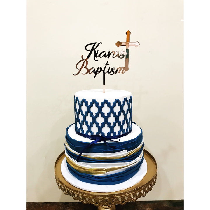 Baptism Cake Topper - Aston Blue