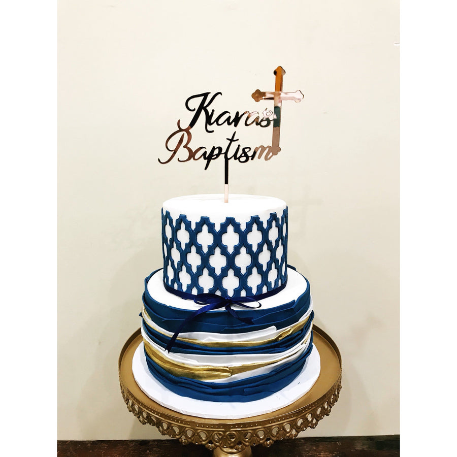 Baptism Cake Topper - Aston Blue