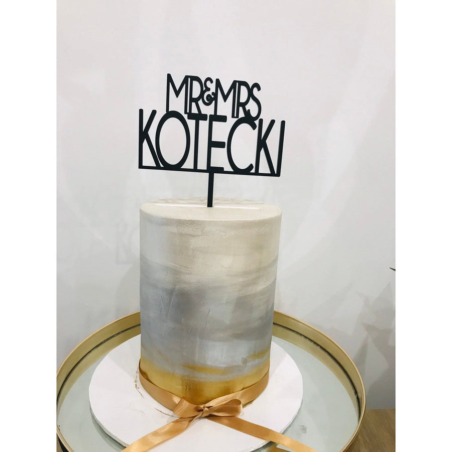 Mr and Mrs Cake Topper - Aston Blue