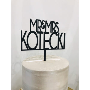Mr and Mrs Cake Topper - Aston Blue