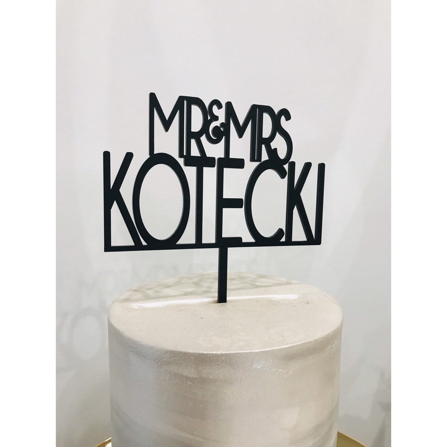 Mr and Mrs Cake Topper - Aston Blue